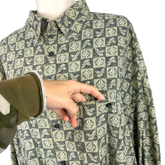 Vintage Rinnovato Geometric Abstract Print 100% Silk Oversized Shirt Size XL - Picture 6 of 12